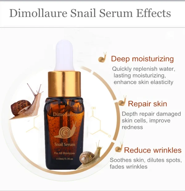 2pcs Dimollaure Snail Face Serum Hyaluronic Acid Moisturizers Whitening Friming Fade Freckle Anti-Aging Essence Skin Care - Image 6