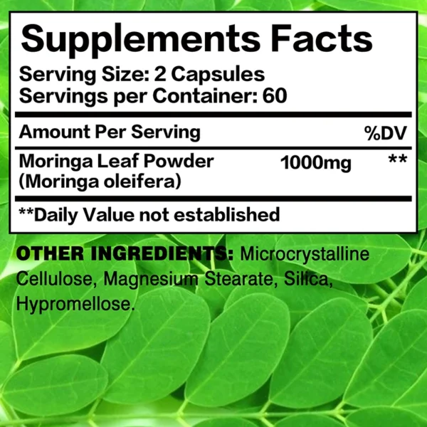 Moringa - Immune System, Energy & Metabolism Natural Anti-inflammatory Helps Detox, Fat Burn - Image 2