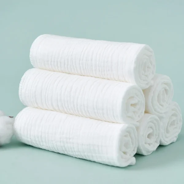 8pcs/lot 100% Organic Cotton Baby Diapers Soft Gauze Newborn Changing Nappy Double Layers Washable Reusable Baby Diaper Towel - Image 2
