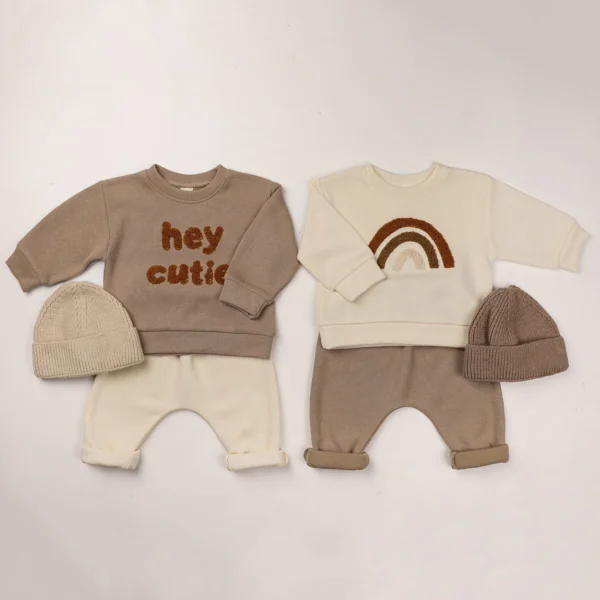 2024 Spring Baby Boys Clothes Cute Organic Cotton Sets Girls Long Sleeve Casual Sweatshirt+Pants 2pcs Kids Clothes Sports Suit - Image 6