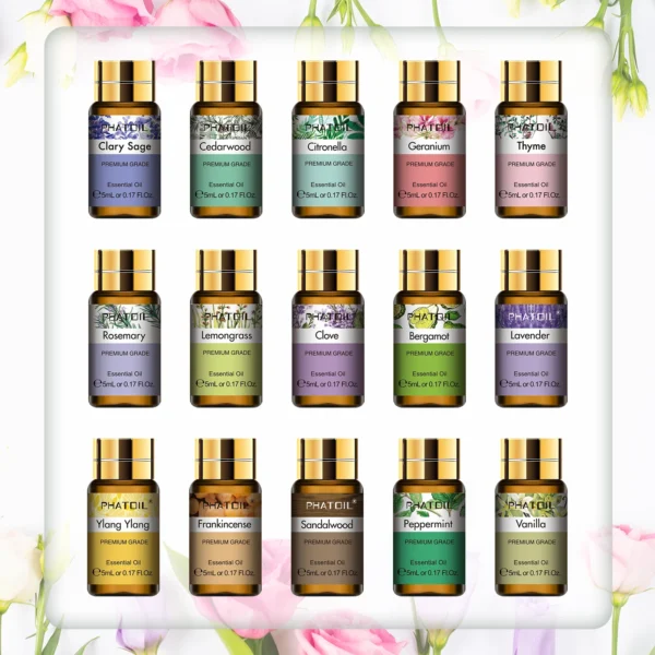 PHATOIL 15 Bottles Essential Oil Set For Candle Making Diffuser-5ml Lavender Vanilla Lemongrass Sandalwood Aroma Essential Oils - Image 2