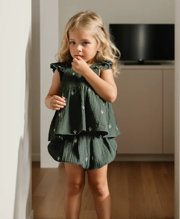 Summer Baby Girl Clothes Sets Organic Cotton Embroidery Infant Baby Girl Clothing - Image 3